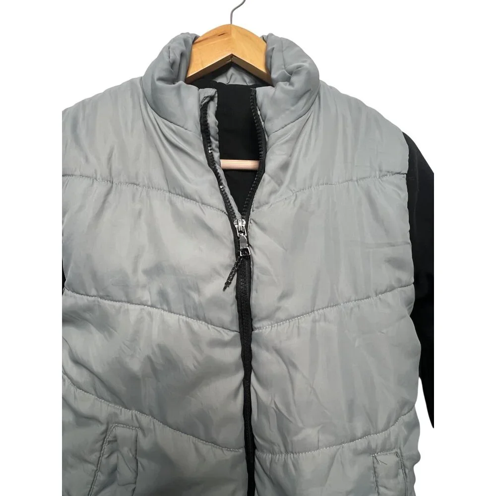Brooklyn Laundry Boys Gray & Black Puffer Jacket  Front Full Zipper Closure flaw
